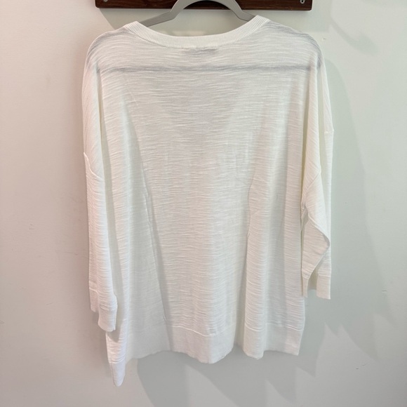 NWT LOFT 100% Cotton White Split V Neck Tunic Top - Picture 6 of 6
